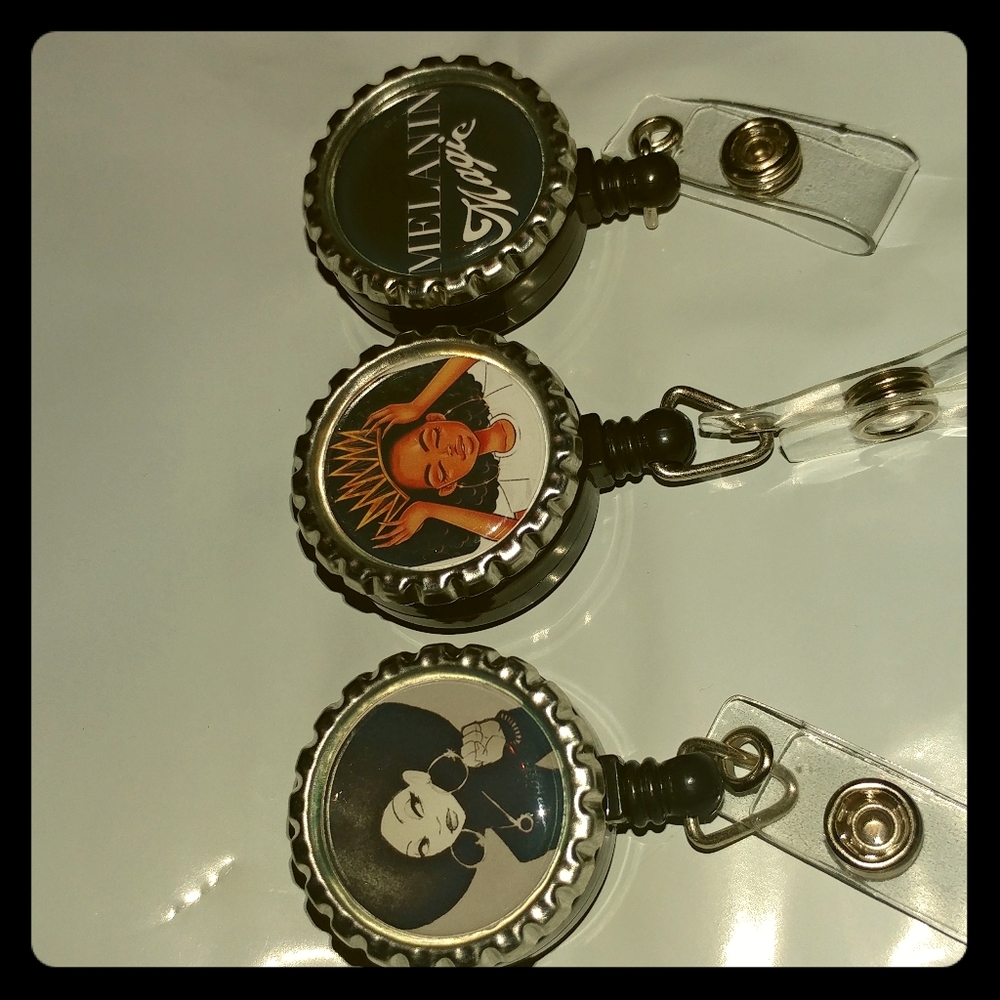 3 African American  black history work badge reels